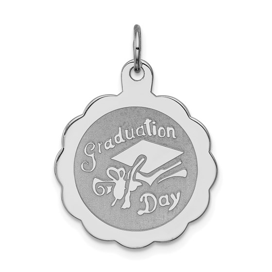 Sterling Silver Graduation Day Disc Charm -3272B Sterling Silver Graduation Day Disc Charm -3272B